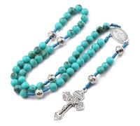 EZVFIRPDFZ Rosario grande da 10 mm con medaglia Michele miracolosa e crocifisso perdono