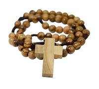 EZVFIRPDFZ Rosario in legno certificato in legno di ulivo, preghiera cristiana cattolica in legno in sacchetto di cotone e certificato di autenticità per uomini e donne