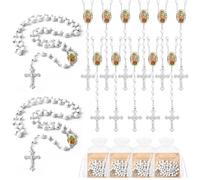 EZVFIRPDFZ Rosario in legno da 35,6 cm, con ciondolo a forma di donna di Guadalupe, con collana a crocifisso, regalo cattolico, con sacchetto in organza per battesimo, unisex, confezione da 12, 20, 30