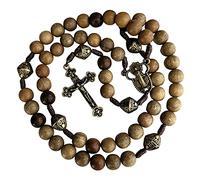 EZVFIRPDFZ Rosario in legno, elegante e fatto a mano, con perline in legno e bronzo, rosario cattolico o cristiano, regalo