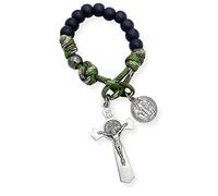 EZVFIRPDFZ Rosario in paracord con perline da tasca/bracciale, rosario miracoloso/San Benedetto/medaglia di San Giuseppe e croce
