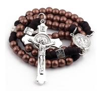 EZVFIRPDFZ Rosario in paracord di San Benedetto con perline di metallo grandi e pesanti, durevole e robusto, rosario cattolico da uomo