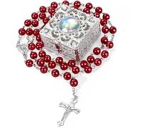 EZVFIRPDFZ Rosario per la prima comunione per ragazze e ragazzi, rosario cattolico per uomini, donne, collana rosario come regalo per mamma, nonna, anziani, Box
