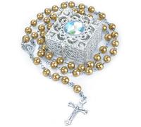 EZVFIRPDFZ Rosario per la prima comunione per ragazze e ragazzi, rosario cattolico per uomini, donne, collana rosario come regalo per mamma, nonna, anziani, Box