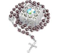 EZVFIRPDFZ Rosario per la prima comunione per ragazze e ragazzi, rosario cattolico per uomini, donne, collana rosario come regalo per mamma, nonna, anziani, Box