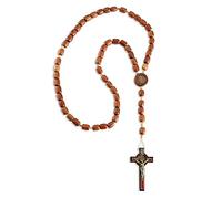 EZVFIRPDFZ Rosario San Benedetto con perline in legno per uomo e donna con crocifisso e medaglia di San Benito. Prodotto in Brasile