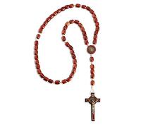 EZVFIRPDFZ Rosario San Benedetto con perline in legno per uomo e donna con crocifisso e medaglia di San Benito. Prodotto in Brasile