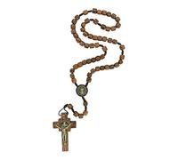 EZVFIRPDFZ Rosario San Benedetto con perline in legno per uomo e donna con crocifisso e medaglia di San Benito. Prodotto in Brasile