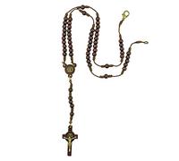 EZVFIRPDFZ Rosario San Benedetto in legno con chiusura, rosario in legno, medaglie e crocifisso color bronzo, grande cattolico per prima comunione e cresima, patrono degli studenti, prodotto in Italia