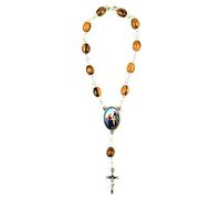 EZVFIRPDFZ Rosario tascabile con medaglia di Gesù, rosario in legno di ulivo con crocifisso e chiusura, braccialetto cattolico di un decennio per specchietto auto, accessorio religioso per auto per