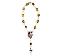 EZVFIRPDFZ Rosario tascabile con medaglia di Gesù, rosario in legno di ulivo con crocifisso e chiusura, braccialetto cattolico di un decennio per specchietto auto, accessorio religioso per auto per