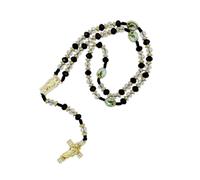 EZVFIRPDFZ Squisito rosario con ciondolo a forma di croce di San Giuda, collana messicana intrecciata con perline di cristallo verde, accessori per uomini e donne, idea elegante per gioielli religiosi