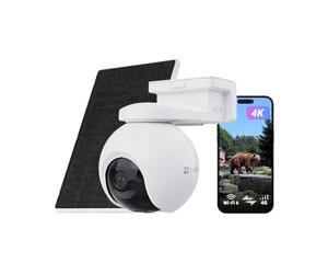 EZVIZ 8MP 4G LTE Telecamera Esterno con Pannello Solare, Telecamera a Batteria 4G, Rilevamento di Persone/Veicoli/Animali, Modalità AOV Registrazione 24/7, Visione Notturna a Colori, EB8 Pro Kit