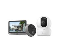EZVIZ CP4 Spioncino digitale da porta con schermo tattile a colori da 4,3 pollici e CP1 4 MP telecamera di sorveglianza WiFi interna, confezione da 2 prodotti