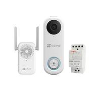 EZVIZ - DB1C, Kit videocitofono Wi-Fi, risoluzione 1080p, rilevamento delle Persone, Audio bidirezionale, Visione Notturna e IP65, H.265, Semplice Installazione Con cavo elettrico, Wireless