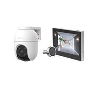 EZVIZ Pacchetto Composto da Telecamera Wifi per Esterni C8c 5MP e Spioncino Digitale a Batteria 1080P CP2 Argento Kit