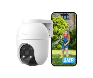 EZVIZ Telecamera Wi-Fi Esterno 1080p, Telecamera Motorizzata per Esterni con Copertura a 360°, Visione Notturna a Colori, Rilevamento di Persone, Tracciamento Automatico, Alexa/Google, C8c 2MP