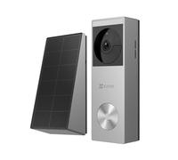 EZVIZ Videocamera solare per campanello 2K, ricarica senza rimozione senza canone mensile, archiviazione locale da 32 GB, ampia vista a 162°, wireless e cablata, visione notturna a colori, rilevamento