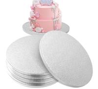 Ezvsevuo 5 Pezzi Sottotorta Tondo 30cm,Base Torta Rotondo Vassoio Torta in Cartone 11mm di Spessore - Riutilizzabile & Antigrasso Cake Board per Trasporto e Esposizione Torte Dessert - Argento