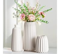 Ezvsevuo Vaso Decorativo da Interno Moderni Vaso Bianco,Set di 3 Vasi in Ceramica,Vasi Deco Minimalista Boho Stile Decor per soggiorno, matrimonio, cena, tavolo, Ufficio Camera da letto