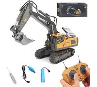 Ezweiji Escavatore Telecomandato, 11 canali escavatore Telecomandata 1:20 completamente funzionale RC cingolato con luce ed effetti sonori (Escavatore Telecomandato)