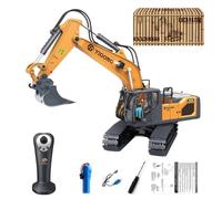 Ezweiji Escavatore Telecomandato, 11 canali escavatore Telecomandata a induzione 1:20 completamente funzionale RC cingolato con luce ed effetti sonori (Escavatore radiocomandato a induzione)