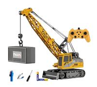 Ezweiji Gru Telecomandata Bambini, Camion Gru 11 Canali Veicolo da Cantiere RC 1:20 con Gancio e Rotazione 360°, Giocattolo Auto Radiocomandata con Luce e Suono, Regalo Bambini 3-8 Anni