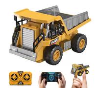 Ezweiji Mini Escavatore Telecomandato 1:64, Veicolo da Cantiere RC con Pala in Metallo e Cingoli, 12 Canali Giocattolo con USB-C, Auto Radiocomandata (Mini Camion Ribaltabile Telecomandato)
