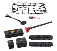 Ezweiji Set di 9 accessori decorativi per RC Crawler 1/10 | Kit decorativo per auto RC Scale Deko, compatibile con modelli 1:10 come Traxxas TRX-4, Axial SCX10 III (nero e rosso 1/10)