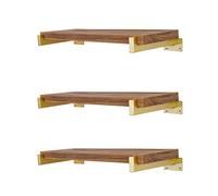 EZYDECOR - Staffa per mensole da 30,5 cm, staffe per mensole industriali da parete, supporto per mensole in metallo con bordo, confezione da 6, oro