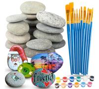 Ezydka 15 PCS Sassi da Dipingere 5-8cm Dipingere i Ciottoli, Le Rocce Ciottoli, Sassi Piatti da Dipingere per Decorative per Acquario e Giardino