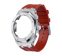 EZZON 5 ° caso molle del metallo della cinghia del silicone per il corredo di retrofit del mod di GA2100SKE-7A, Misura unica, Agata