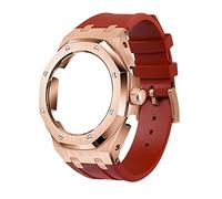 EZZON 5 ° caso molle del metallo della cinghia del silicone per il corredo di retrofit del mod di GA2100SKE-7A, Misura unica, Agata