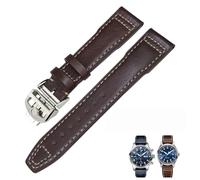 EZZON Cinturino in vera pelle da 20 mm, 21 mm, 22 mm, adatto per IWC Pilot's Watch IW3777 PORTOFINO Mark 18 nero blu marrone cinturino bracciali uomo, 22mm, Agata