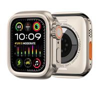 EZZON Custodia per orologio in lega per Apple Watch Serie S10, 46 mm, S9, S8, S7, S6, 44 mm, 45 mm, in metallo (oro titanio, 44 mm), 44mm, Agata