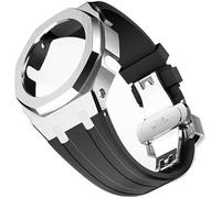 EZZON Kit di modifica del cinturino in gomma con cassa in metallo, per GA2100/GA2110, cinturino di ricambio in acciaio inox, accessori con copertura inferiore, Misura unica, Agata