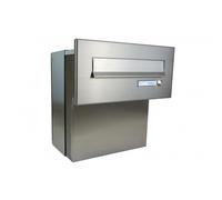 F-04 Cassetta postale passante a muro completamente in acciaio inox con campanello (profondità: 18-27 cm)