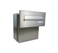 F-04 Cassetta postale passante a muro completamente in acciaio inox con targhetta portanome (profondità: 18-27 cm)
