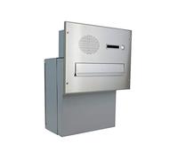 F-04 Cassetta postale passante a muro in acciaio inox con campanello e citofono (profondità: 18-27 cm) - LETTERBOX24.de