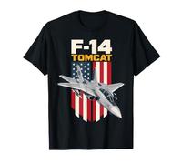 F-14 Tomcat Fighter Jet American Flag Maglietta