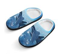 F-15 Eagle Jet Aereo Bambini Pantofole in Cotone Slip-on Scarpe da Casa per Camera da Letto Interno Esterno, Stile nero, 28/29 EU