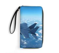 F-15 Eagle Jet Plane Portafogli da polso per uomo donna portafoglio lungo in pelle pochette per carte di credito con cordino, Stile:, 19.7x10.5cm