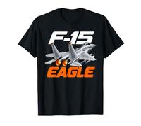 F-15 Eagle Jet with Orange Eagle Wordmark Maglietta