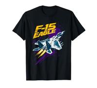 F-15 Eagle Purple Retro Jet Graphic Maglietta