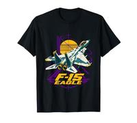 F-15 Eagle Retro Sunset Fighter Jet Maglietta