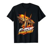 F-15e Strike Eagle Fighter Jet with Flames Maglietta