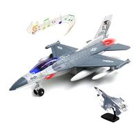 F-16 Fighting Falcon Thunderbirds Model Army Air Force Military Airplane Model Kit con luci e suoni divertenti, adatto per gli appassionati di militari da acquisire. (grigio bianco)