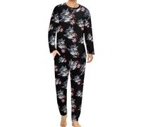 F-22 Raptor Fighter Jet Pigiama da uomo Set a maniche lunghe top e pantaloni morbidi indumenti da notte comodi loungewear Pj set, Stile:, S