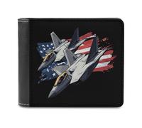 F-22 Raptor Fighter Jet Portafoglio da uomo a due ante sottile porta carte di credito in pelle, Stile:, Taglia unica