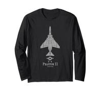 F-4 Phantom II Tech Drawing Maglietta Aereo Guerra Fredda Maglia a Manica
